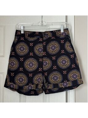 Maeve by Anthropologie Collette Shorts Flat Front Black Chino Size 2 Geometric